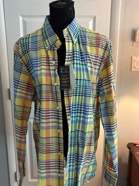 Ralph Lauren Yellow Multi-Color Plaid Button-Down Shirt